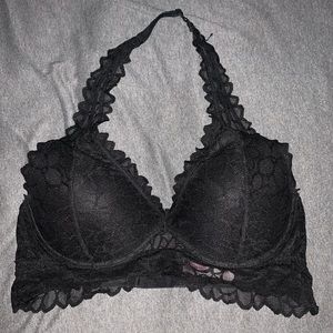 Pink by Victoria Secret Black halter bralette